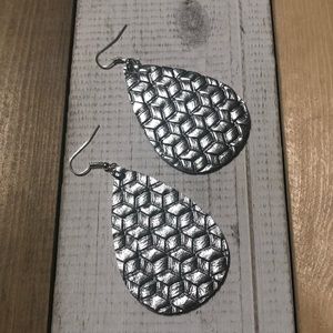 NWT Silver Embossed Vegan Leather Earrings